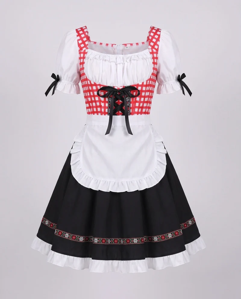Damen Dirndl Kleid mit eleganter Stickerei und charmantem Taillengürtel Nord Taschen