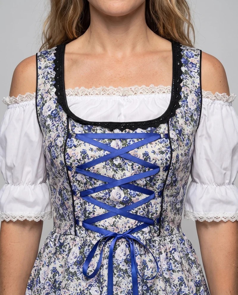 Damen Dirndlkleid mit floralem Design und raffiniertem Taillengürtel Nord Taschen