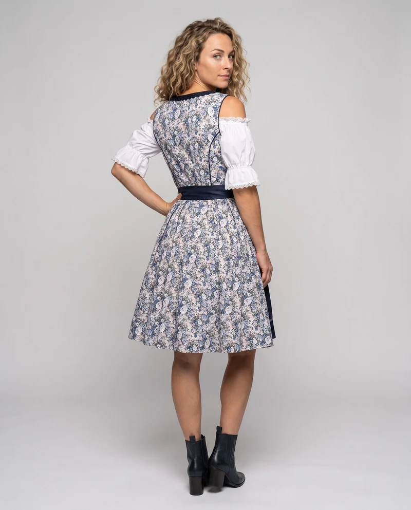 Damen Dirndlkleid mit floralem Design und raffiniertem Taillengürtel Nord Taschen