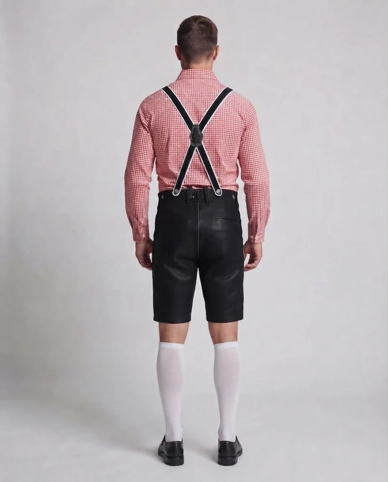 Herren Trachten Lederhosen mit dekorativen Riemen Nord Taschen