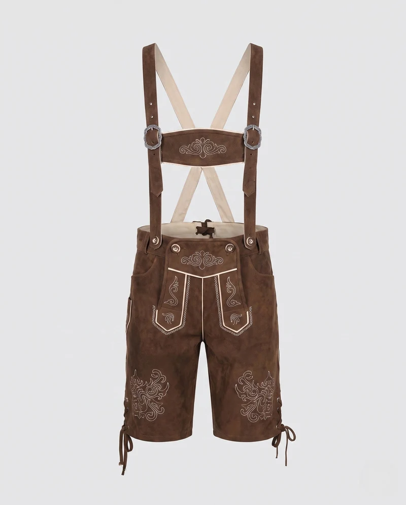 Herren Trachten Lederhosen mit dekorativen Riemen Nord Taschen