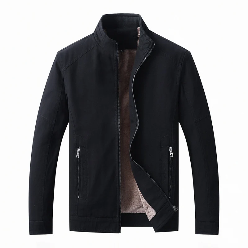Herren Canvas-Fieldjacke mit Teddyfleece-Innenfutter, Stehkragen und Reißverschluss Nord Taschen