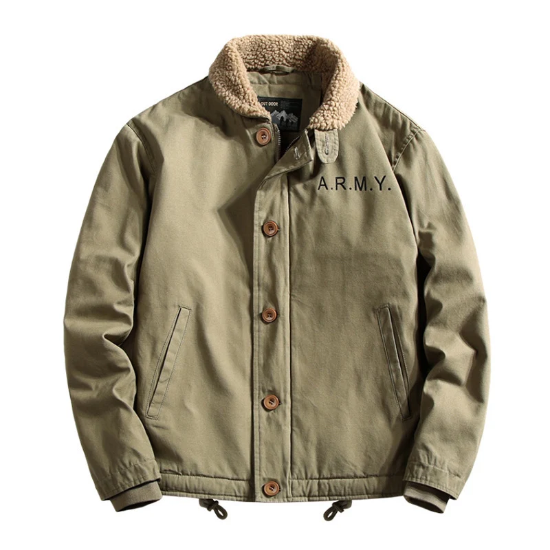 Herren Canvas-Fieldjacke mit Sherpa-Kragen und wattierter Thermofütterung Nord Taschen