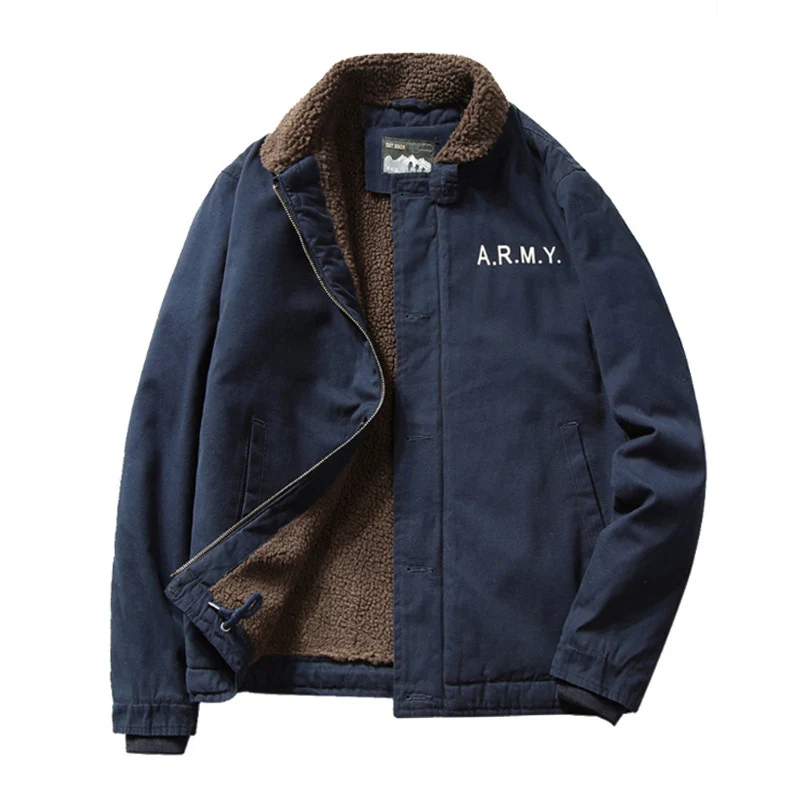 Herren Canvas-Fieldjacke mit Sherpa-Kragen und wattierter Thermofütterung Nord Taschen