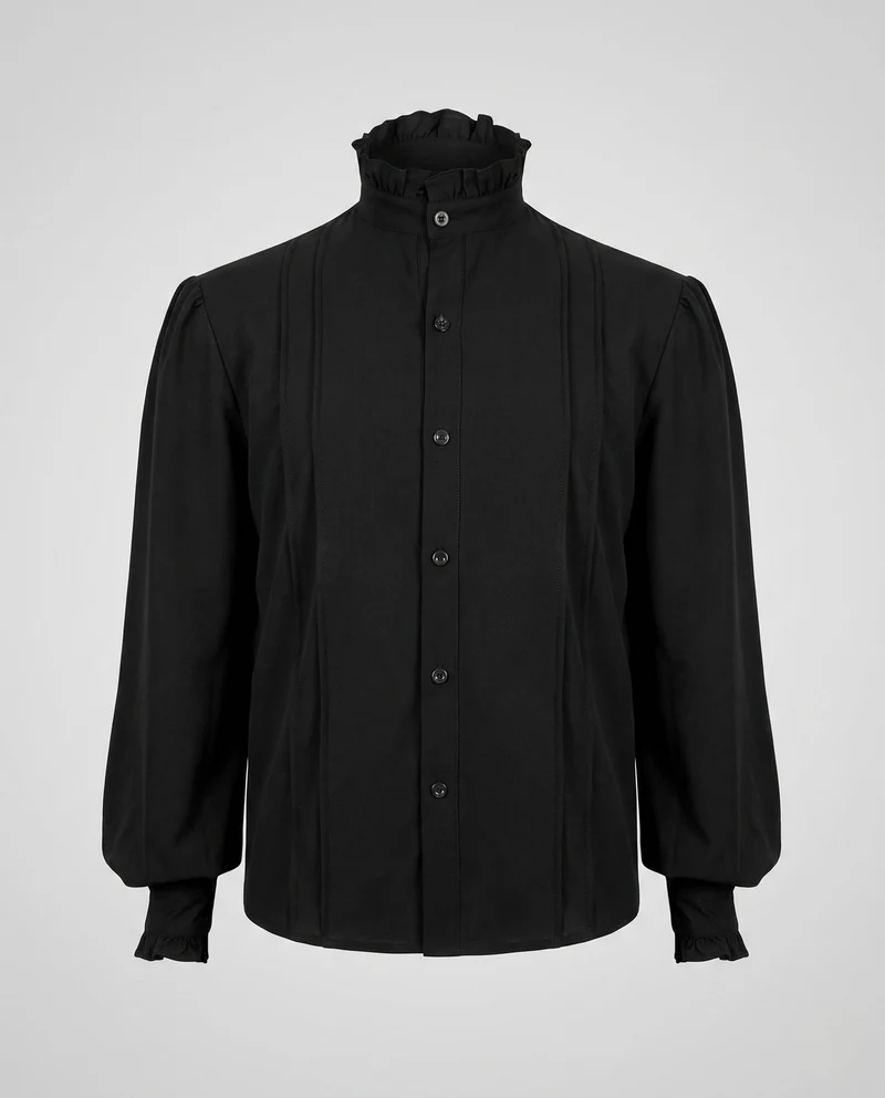 Damen elegante Rüschenshirt mit Stehkragen Nord Taschen