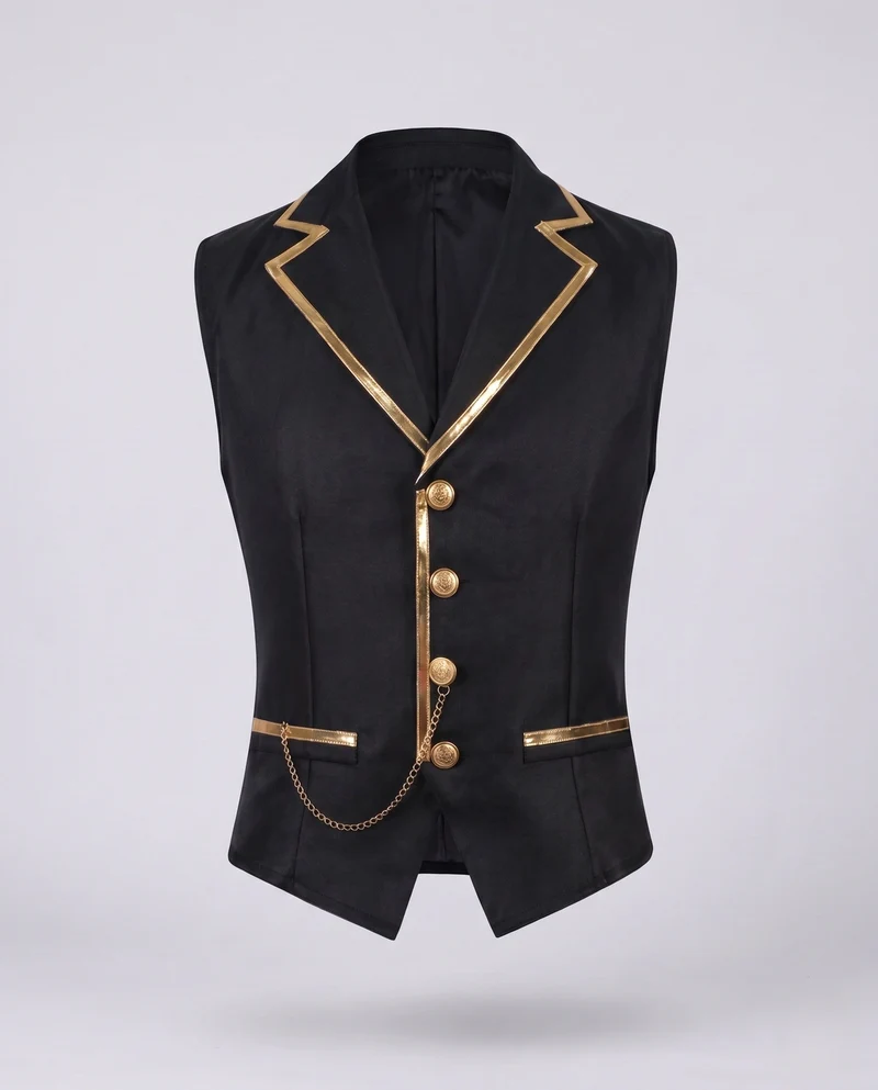 Damen Elegantes Weste mit goldenen Akzenten und dekorativem Kettenmotiv Nord Taschen