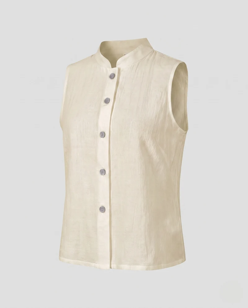 Damen elegantes Vest mit Stehkragen und dekorativen Knöpfen Nord Taschen