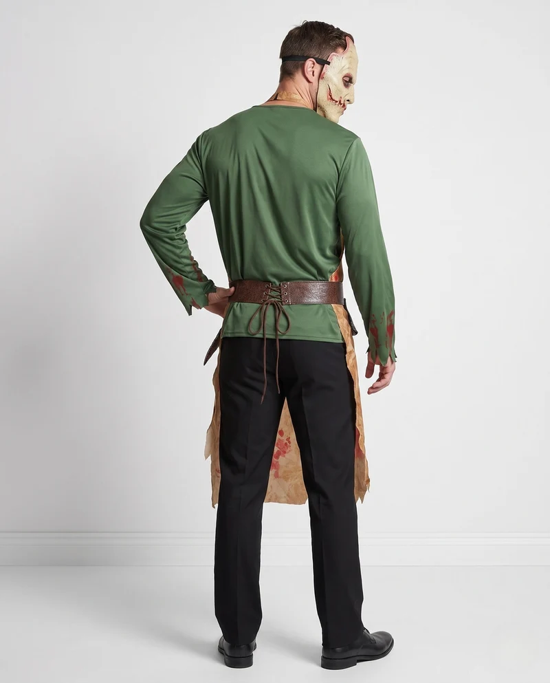 Männer Creepy Metzger Kostüm mit blutigem Schürzen-Design Nord Taschen