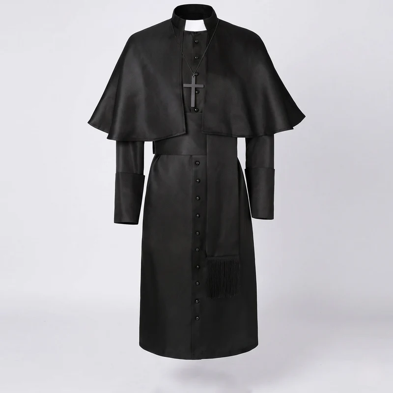 Frauen Priester Kostüm mit elegantem Kapuzen und Kreuz Anhänger Nord Taschen