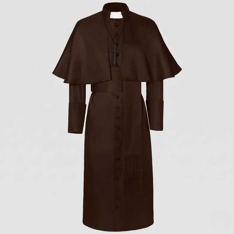 Frauen Priester Kostüm mit elegantem Kapuzen und Kreuz Anhänger Nord Taschen