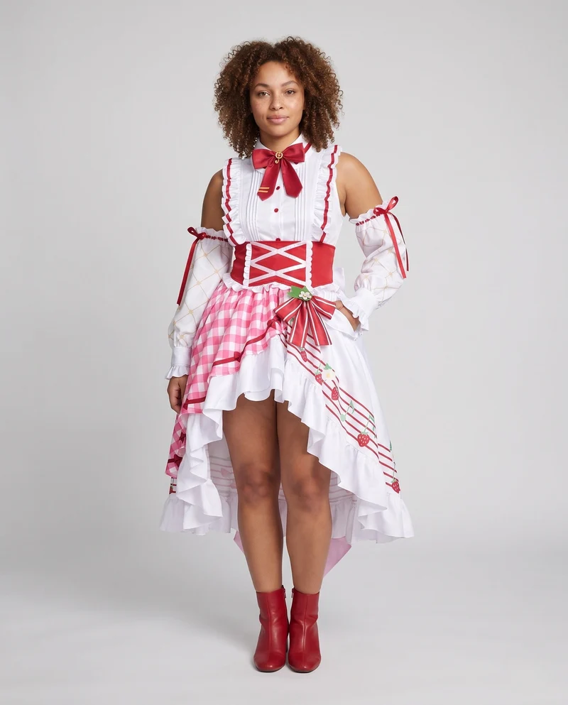 Damen romantisches Cosplay-Kleid mit Rüschendetails und mehrteiligen Accessoires Nord Taschen