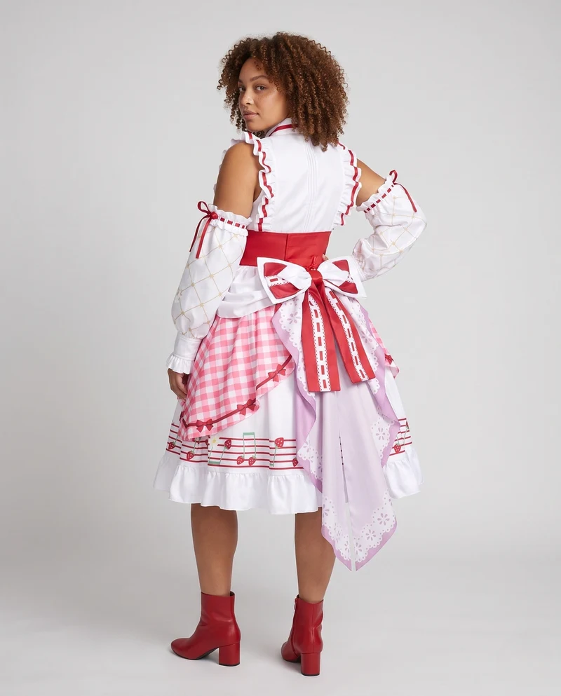 Damen romantisches Cosplay-Kleid mit Rüschendetails und mehrteiligen Accessoires Nord Taschen