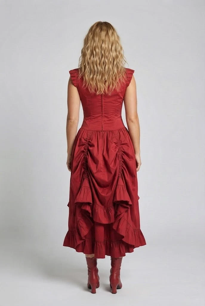 Damen romantisches Kleid mit Rüschendetails und eleganter Schnürung Nord Taschen