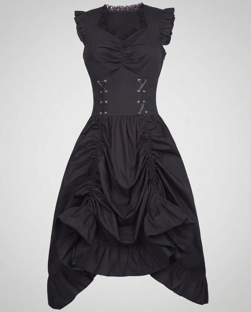 Damen romantisches Kleid mit Rüschendetails und eleganter Schnürung Nord Taschen