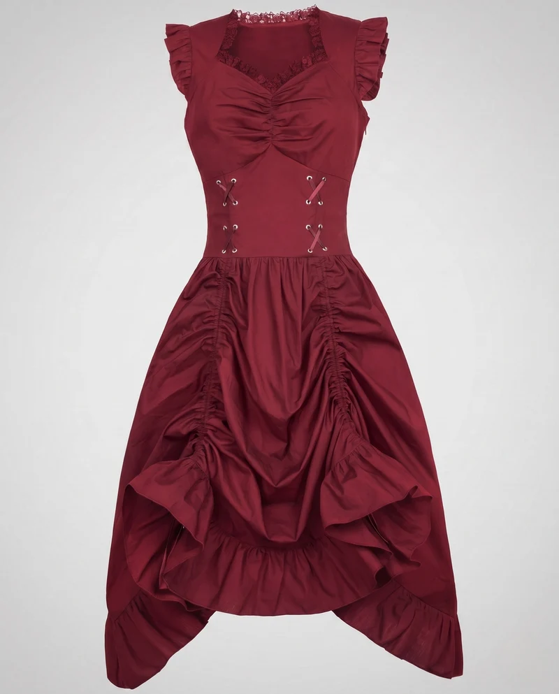 Damen romantisches Kleid mit Rüschendetails und eleganter Schnürung Nord Taschen
