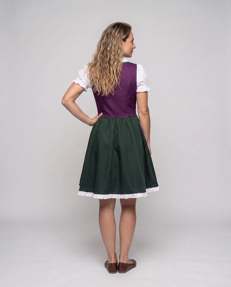 Damen Dirndl Kleid mit floralen Applikationen und Rüschendetails Nord Taschen
