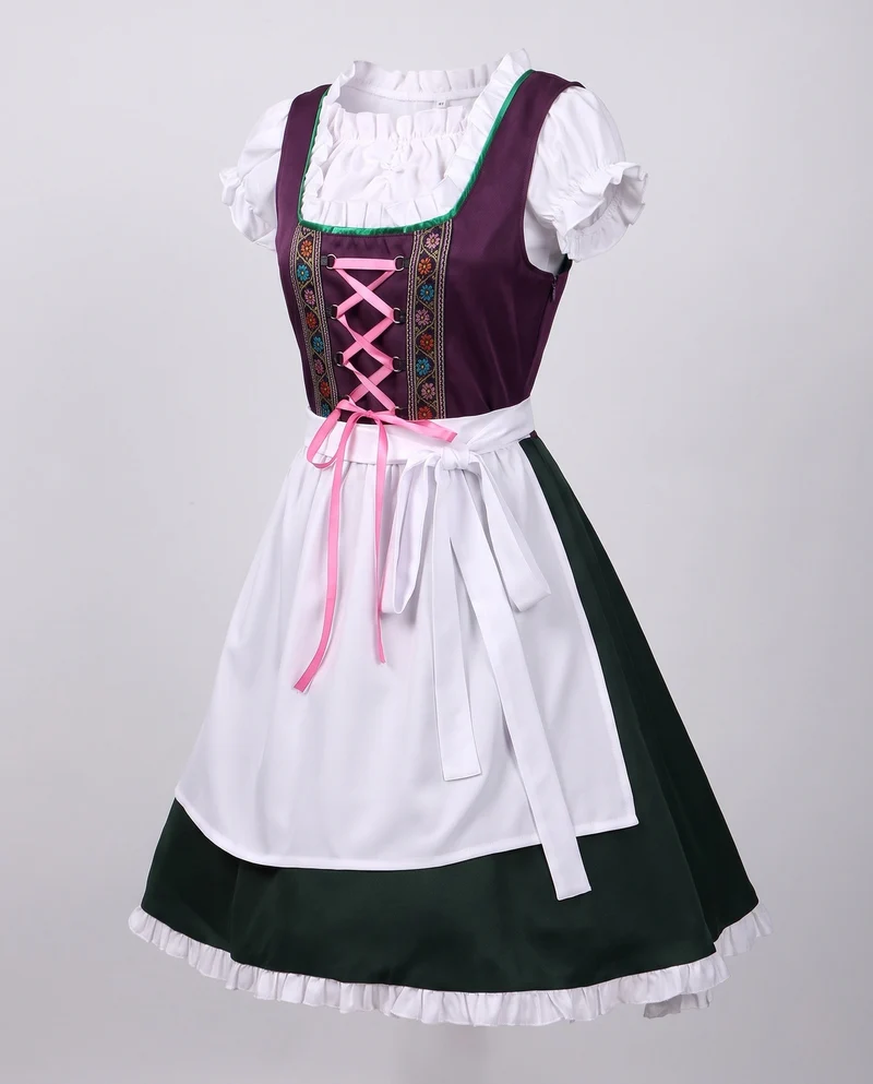 Damen Dirndl Kleid mit floralen Applikationen und Rüschendetails Nord Taschen