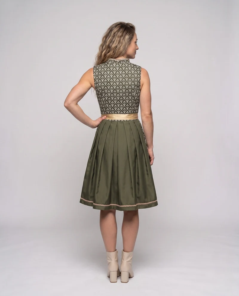 Dirndl-Kleid für Damen mit floralem Stickerei und elegantem Taillengürtel Nord Taschen