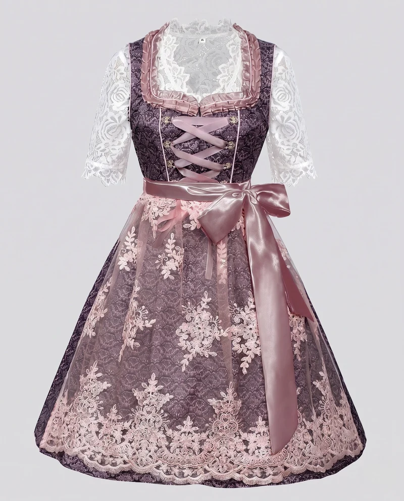 Dirndlkleid für Damen mit Spitzen-Details und Satin-Gürtel Nord Taschen