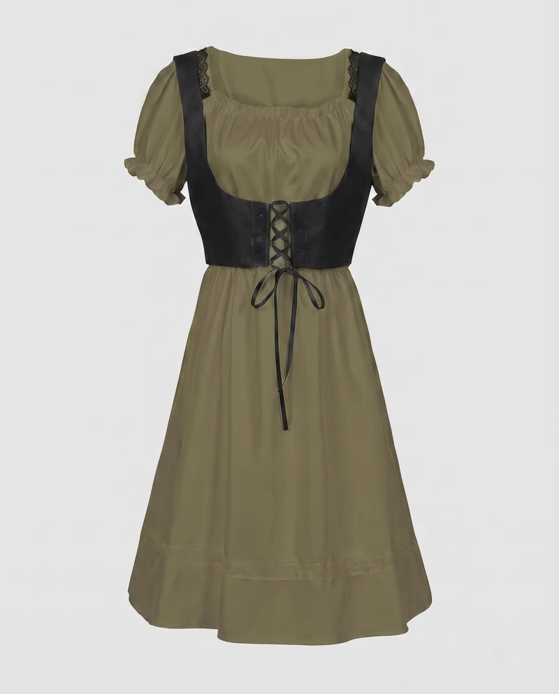 Damen Dirndl mit hochwertiger Handwerkskunst und eleganten Schnürdetails Nord Taschen