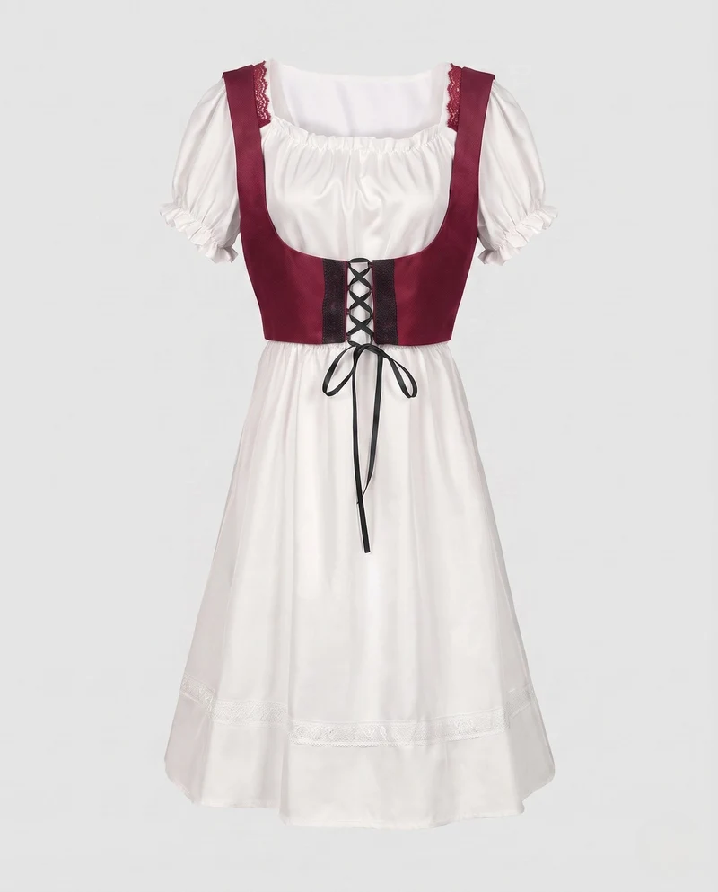 Damen Dirndl mit hochwertiger Handwerkskunst und eleganten Schnürdetails Nord Taschen