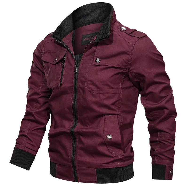 Herren Canvas-Fieldjacke im Utility-Stil mit hohem Rippenkragen und Reißverschluss Nord Taschen