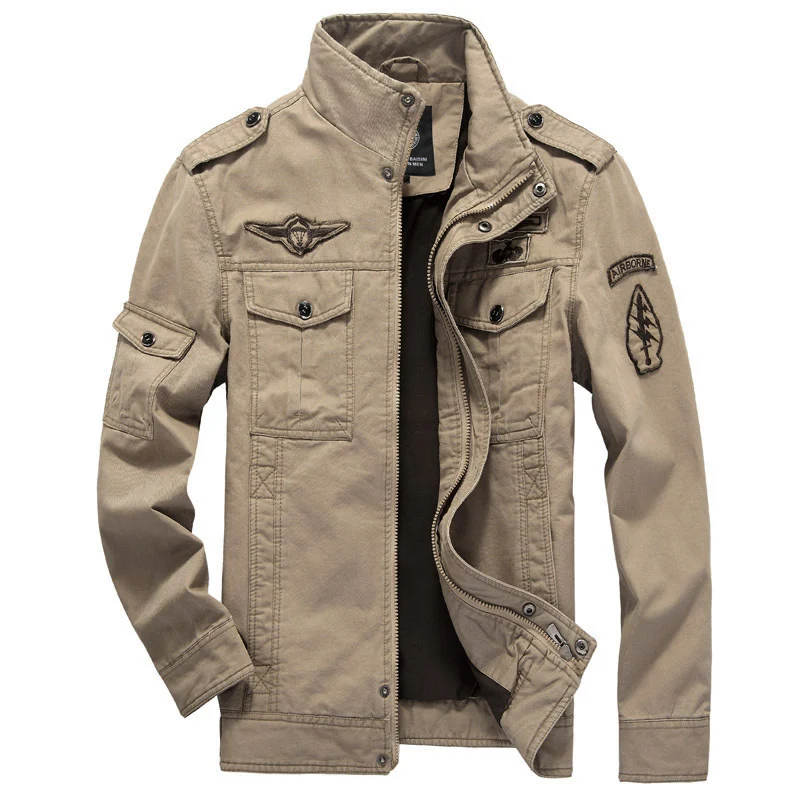 Herren Canvas-Fieldjacke im Military-Utility-Stil mit Stehkragen und Pattentaschen Nord Taschen