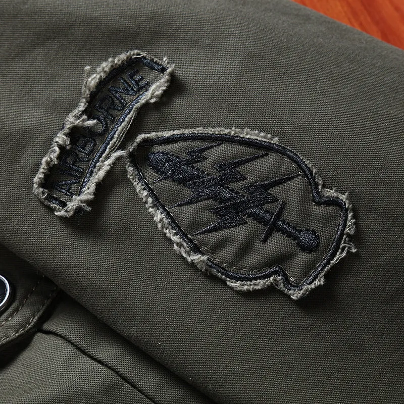 Herren Canvas-Fieldjacke im Military-Utility-Stil mit Stehkragen, Schulterpatten und Multifachtaschen Nord Taschen