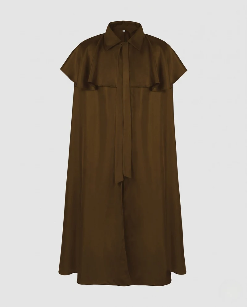 Damen Eleganter Cape-Mantel mit Bindegürtel und kurzer Schnit Nord Taschen