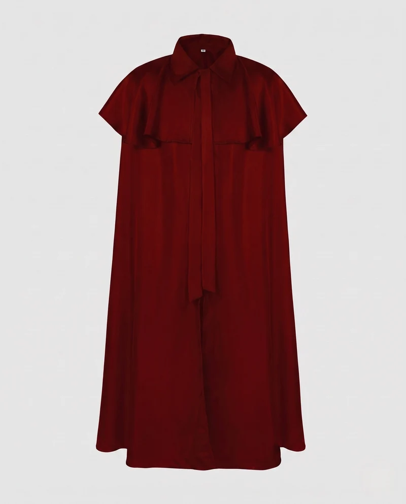 Damen Eleganter Cape-Mantel mit Bindegürtel und kurzer Schnit Nord Taschen