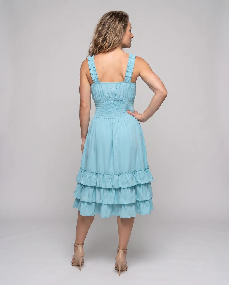 Frauen Rüsch Maxi Kleid Nord Taschen