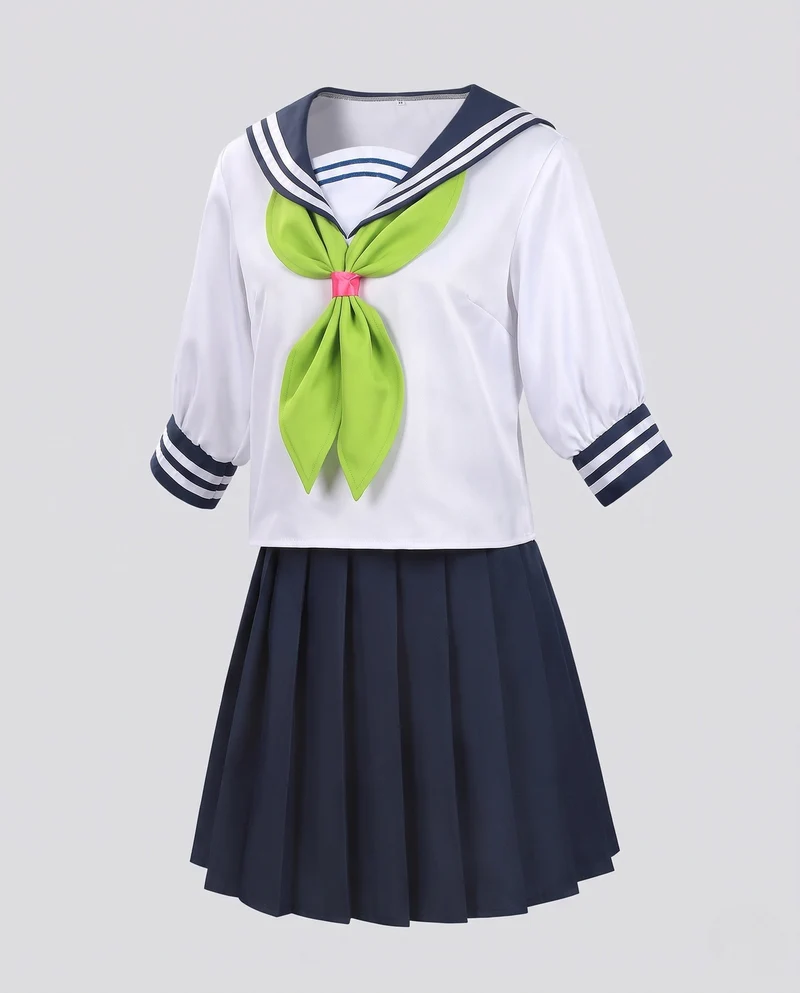 Damen Schuluniform Kostüm Set mit maritimem Kragen und plissiertem Rock Nord Taschen