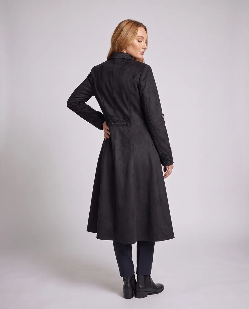 Damen Samtjacke mit asymmetrischem Saum und Spitzenbesatz Nord Taschen