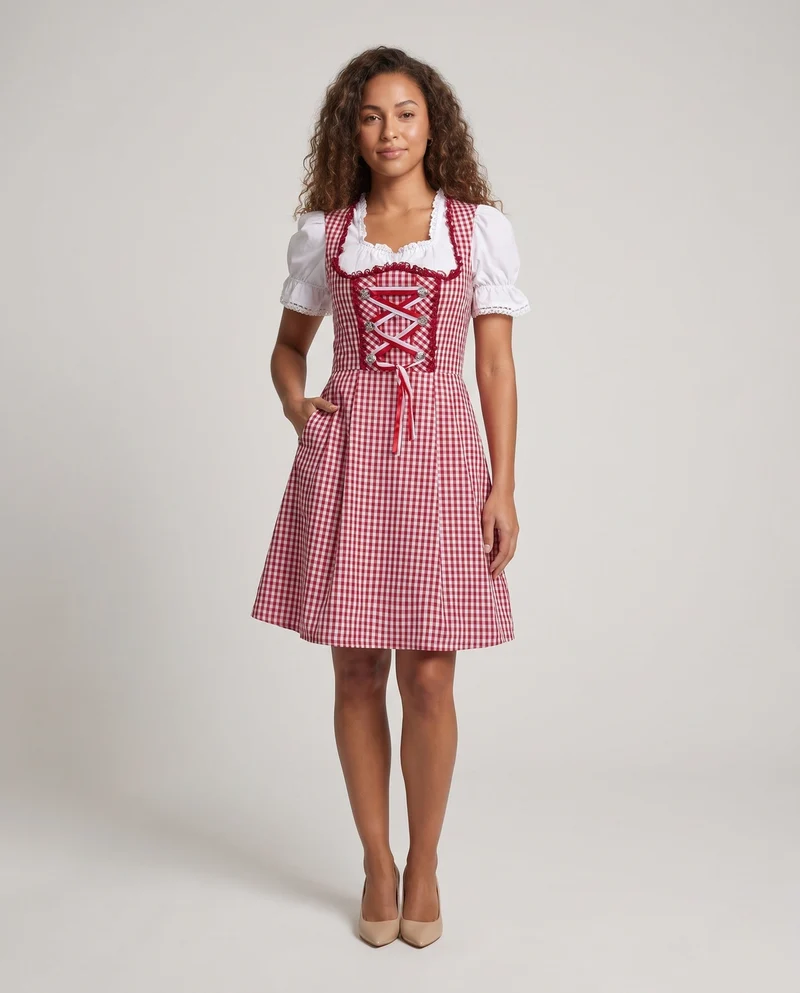 Damen-Dirndl mit Rüschendetails und eleganter Schnürung Nord Taschen