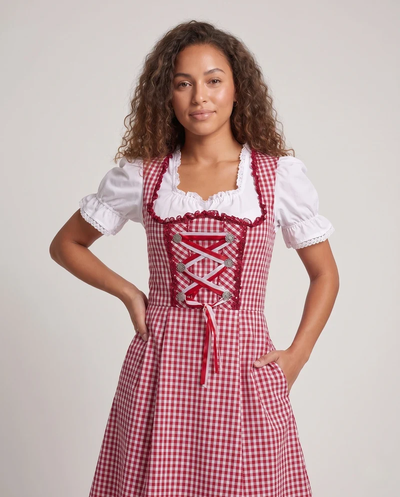 Damen-Dirndl mit Rüschendetails und eleganter Schnürung Nord Taschen
