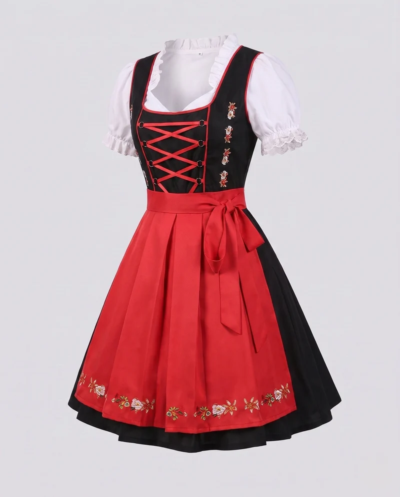 Damen-Dirndl mit Rüschendetails und eleganter Schnürung Nord Taschen