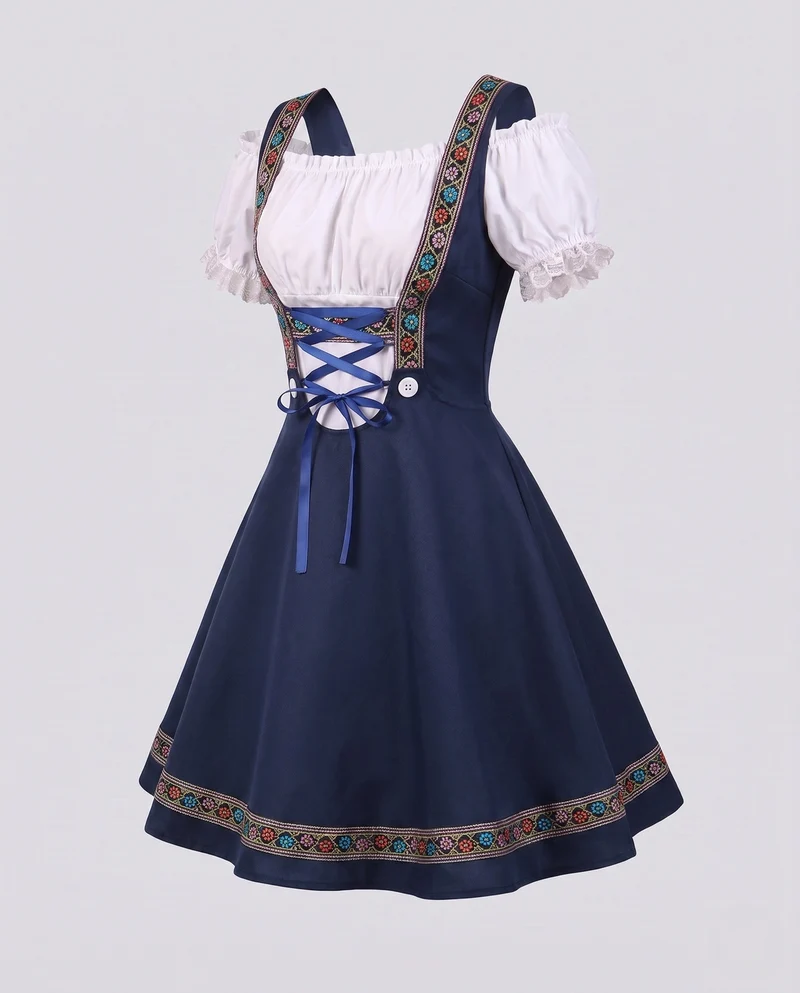 Damen-Dirndl mit Rüschendetails und eleganter Schnürung Nord Taschen
