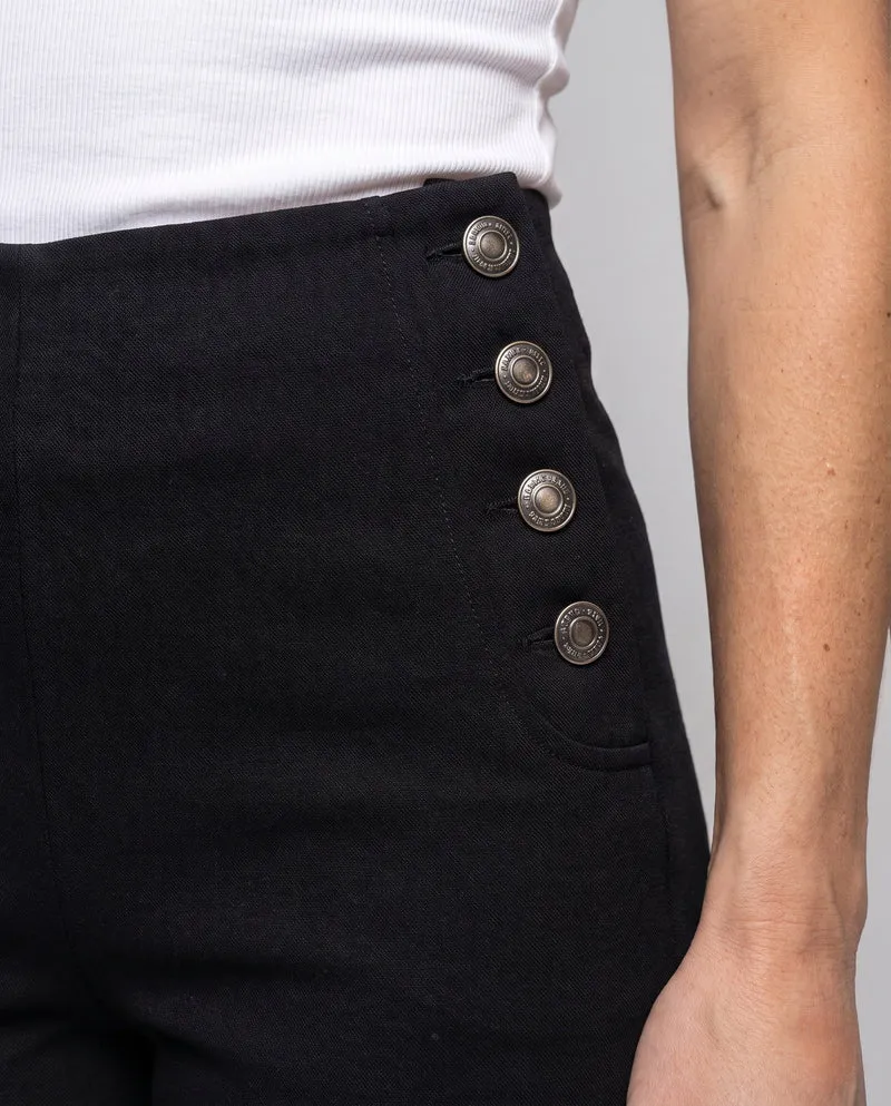 Damen elegante Baumwollhose mit aufwendigen Knopfdetails Nord Taschen