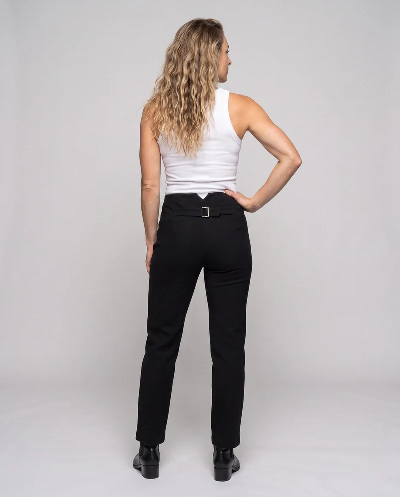 Damen elegante Baumwollhose mit aufwendigen Knopfdetails Nord Taschen