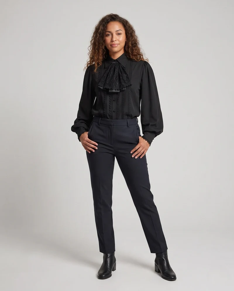 Damen Elegante Bluse mit Rüschen und Spitze Details Nord Taschen