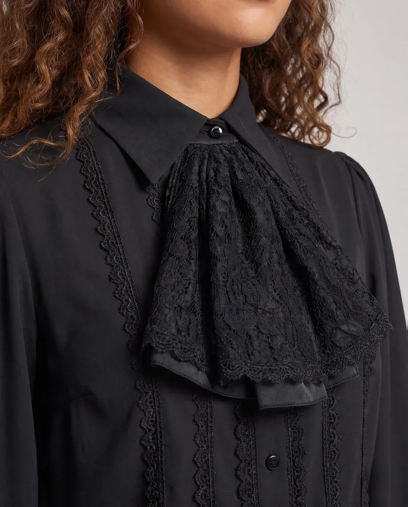 Damen Elegante Bluse mit Rüschen und Spitze Details Nord Taschen