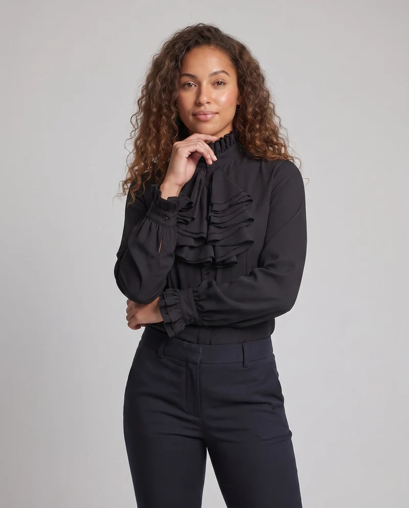 Frauen elegante Bluse mit Rüschendesign Nord Taschen