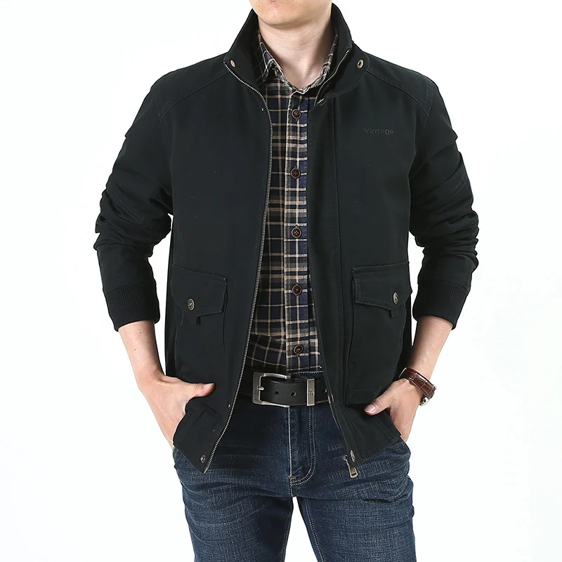 Herren Canvas-Fieldjacke im Bomberstil mit gerippten Bündchen, aufgesetzten Pattentaschen und bedrucktem Innenfutter Nord Taschen