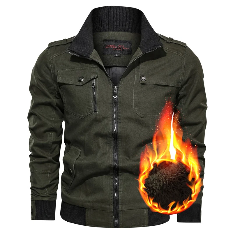 Herren Canvas-Fieldblouson mit wärmender Teddyfleece-Innenlage, Schulterepauletten und Rippenbündchen Nord Taschen