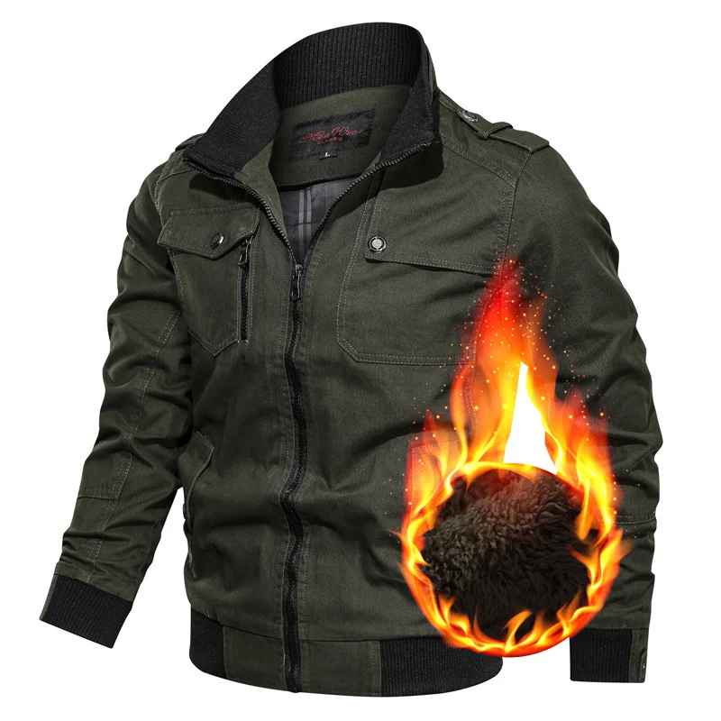 Herren Canvas-Fieldblouson mit wärmender Teddyfleece-Innenlage, Schulterepauletten und Rippenbündchen Nord Taschen