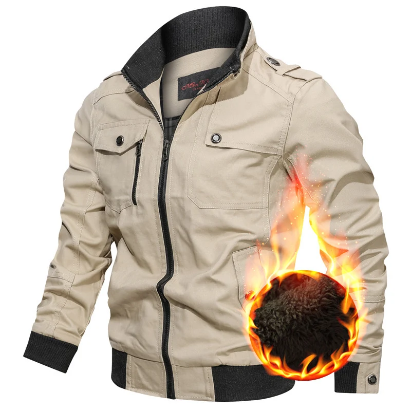 Herren Canvas-Fieldblouson mit hochabschließendem Kragen und Teddyfleece-Futter Nord Taschen