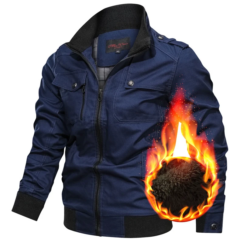 Herren Canvas-Fieldblouson mit hochabschließendem Kragen und Teddyfleece-Futter Nord Taschen