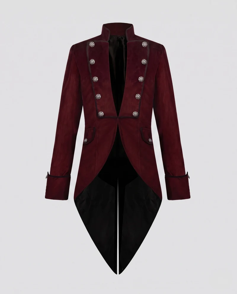 Damen Eleganter Frackmantel mit aufwendigen Knöpfen und asymmetrischem Saum Nord Taschen