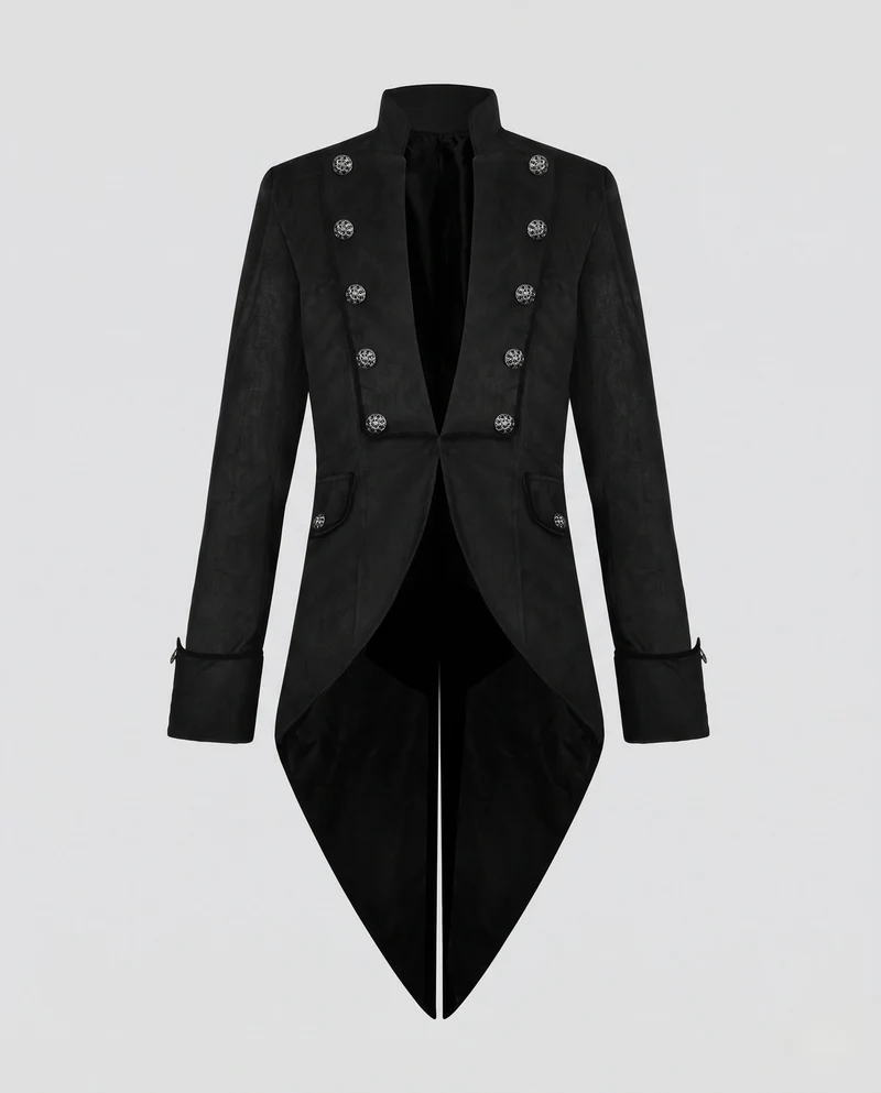 Damen Eleganter Frackmantel mit aufwendigen Knöpfen und asymmetrischem Saum Nord Taschen