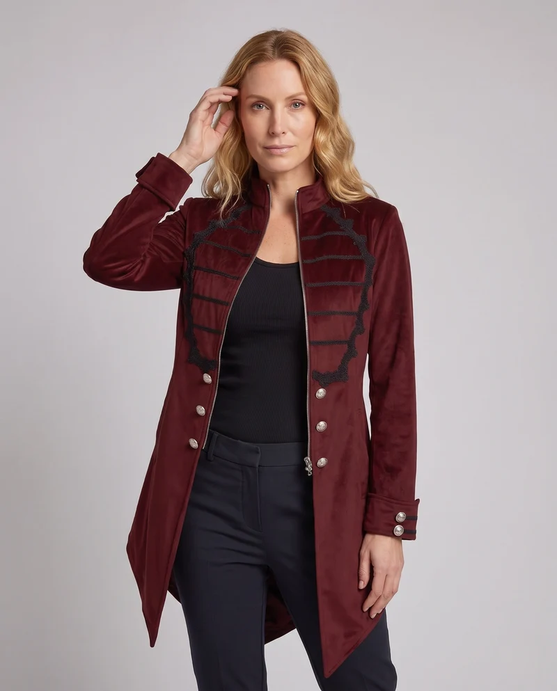 Damen Eleganter Gothic-Mantel mit Dekorativen Knöpfen und Stilvollen Akzenten Nord Taschen